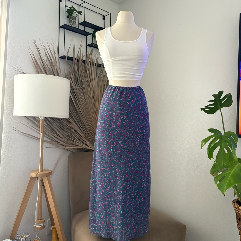 wild fable Navy Floral Midi Skirt